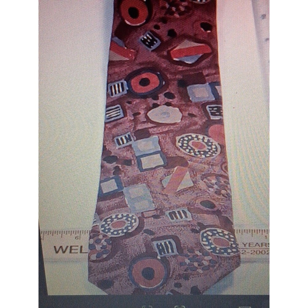Vintage Oscar de la Renta Silk Abstract Geometric Multicolor Silk Necktie
